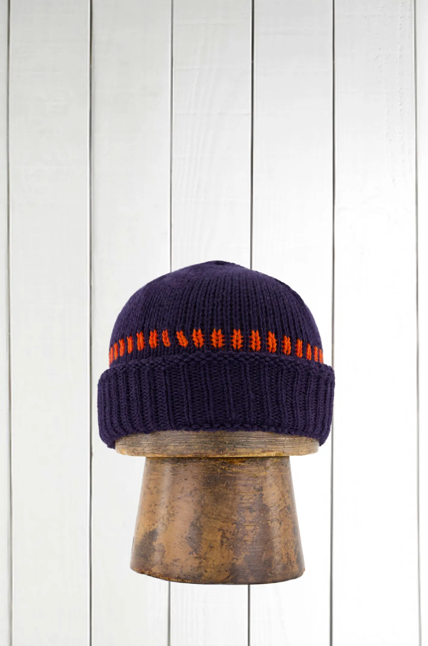 hollington Inis Meáin | Accessoires*bonnet Inis Meain en mérinos alpaga et soie navy et orange