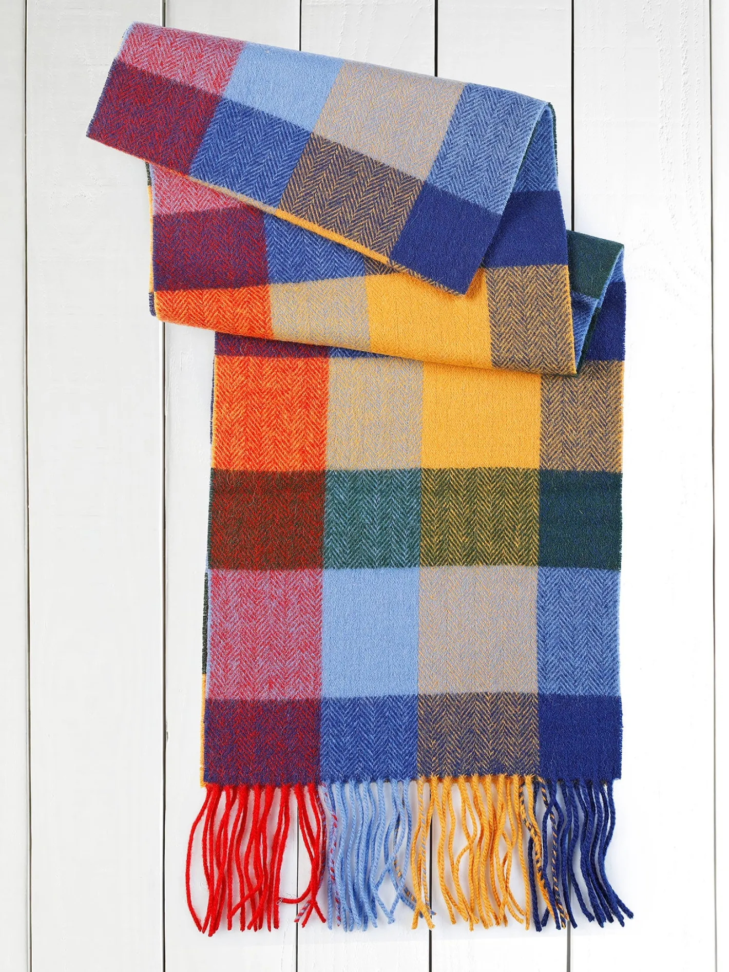 hollington Accessoires*écharpe en lambswool à carreaux bleus