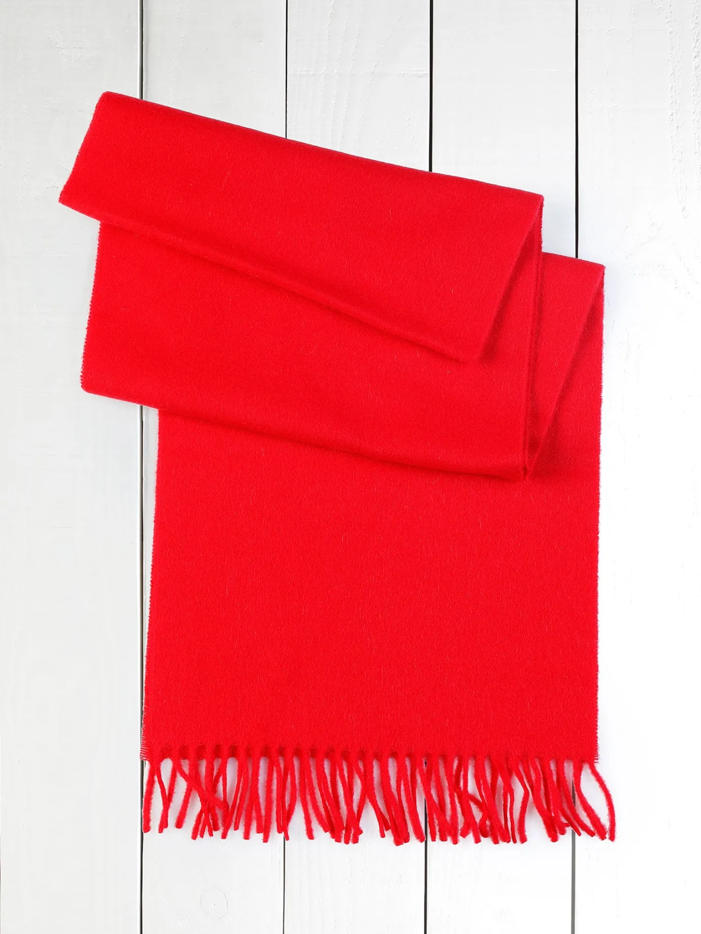 hollington Accessoires*écharpe frangée en cachemire rouge