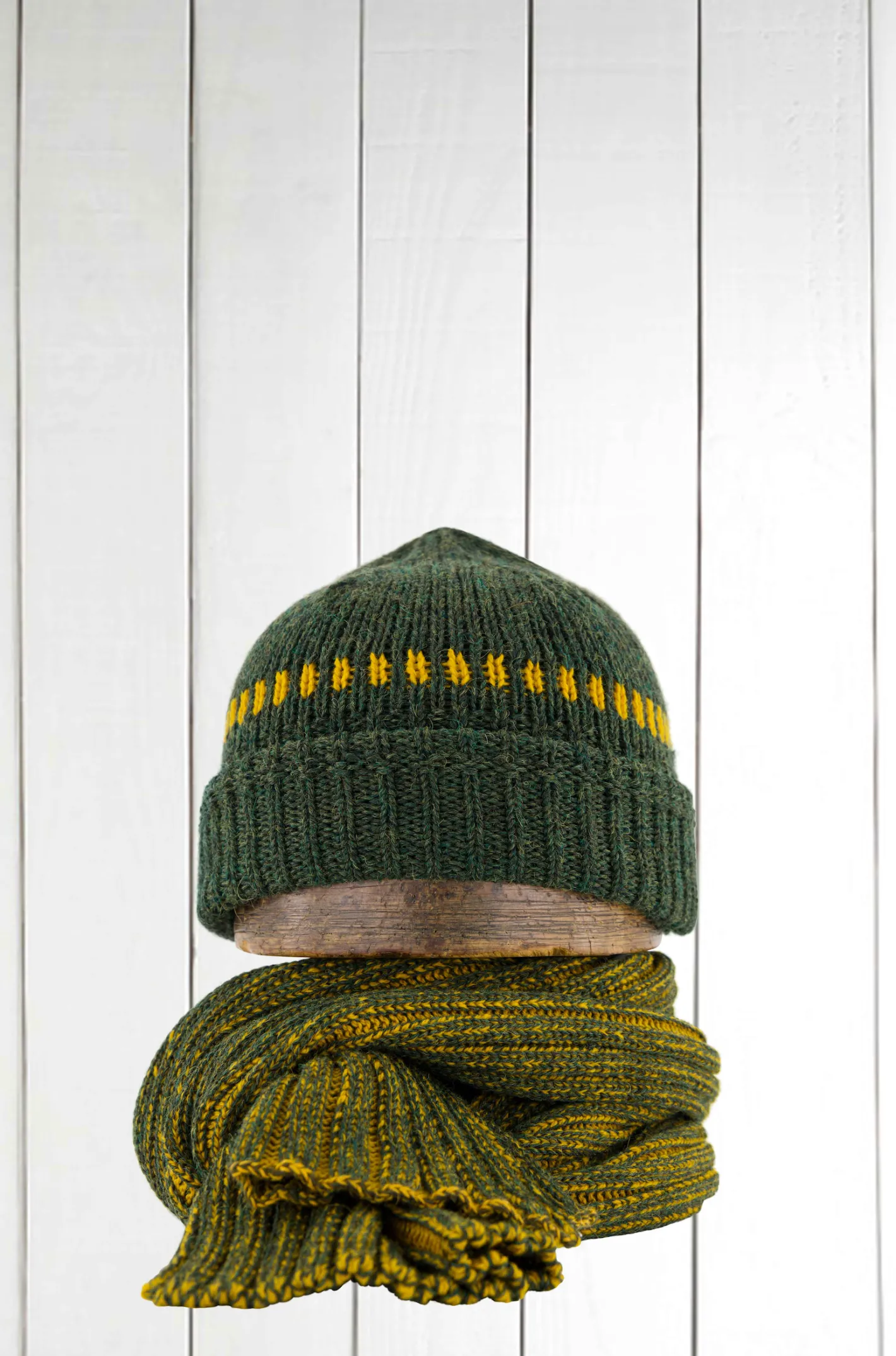 hollington Inis Meáin | Accessoires*écharpe Inis Meain en alpaga mérinos et soie kaki et moutarde