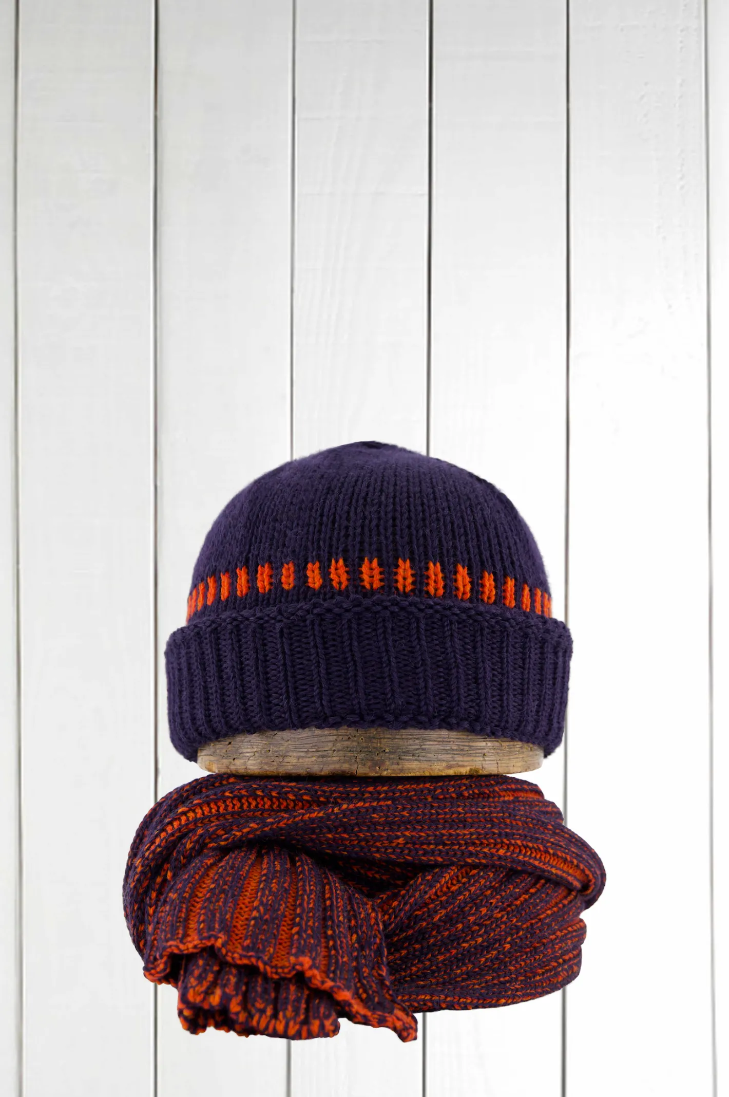 hollington Inis Meáin | Accessoires*écharpe inis meáin en mérinos alpaga et soie navy et orange