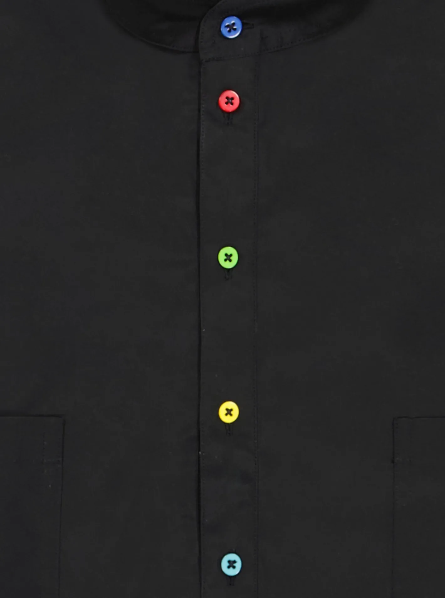 hollington Chemises*chemise à col mao en popeline noir à boutons multicolores