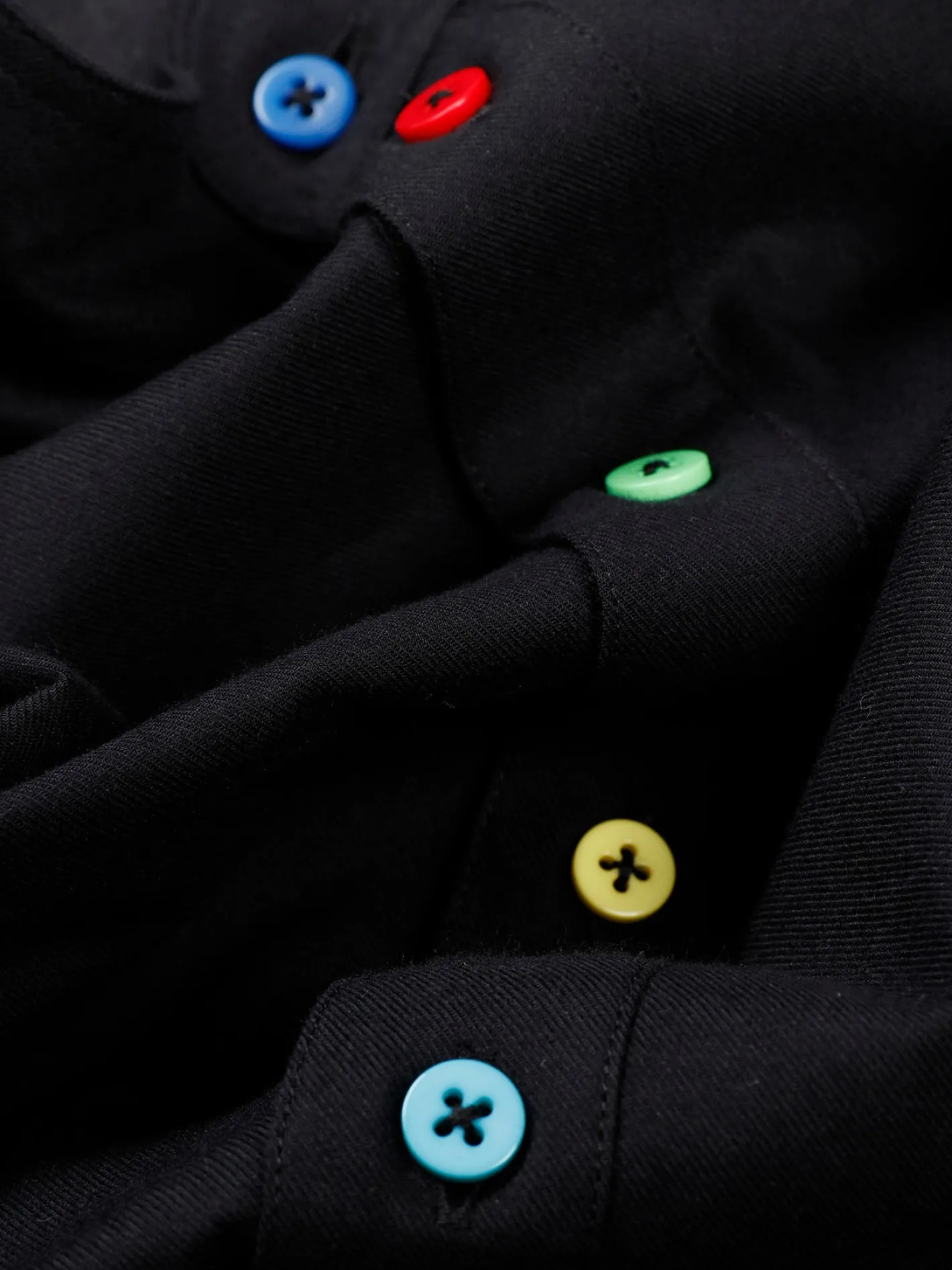 hollington Chemises*chemise à col mao en popeline noir à boutons multicolores