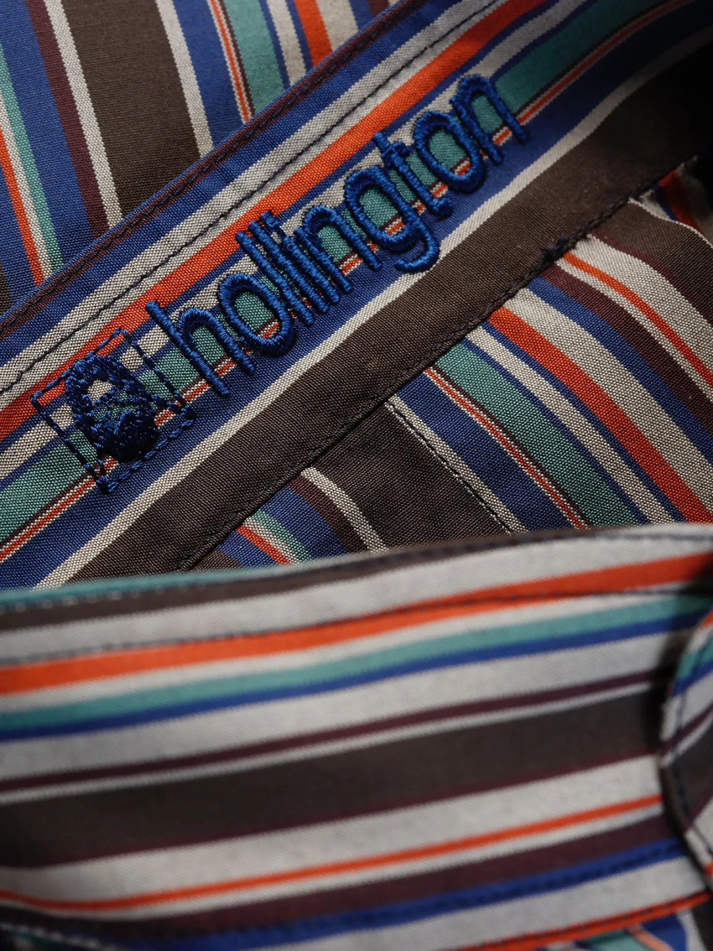 hollington Chemises*chemise à col nehru en toile de coton à rayures bordeaux