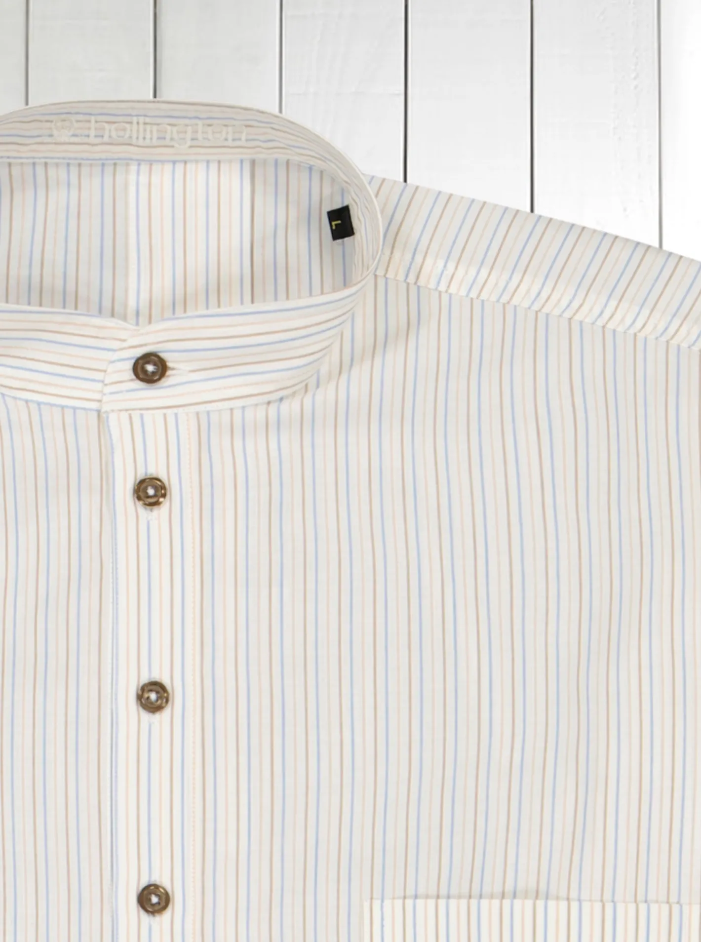 chemise_col_mao_en_coton__fines_rayures_2.webp hollington Chemises*chemise col mao en coton à fines rayures