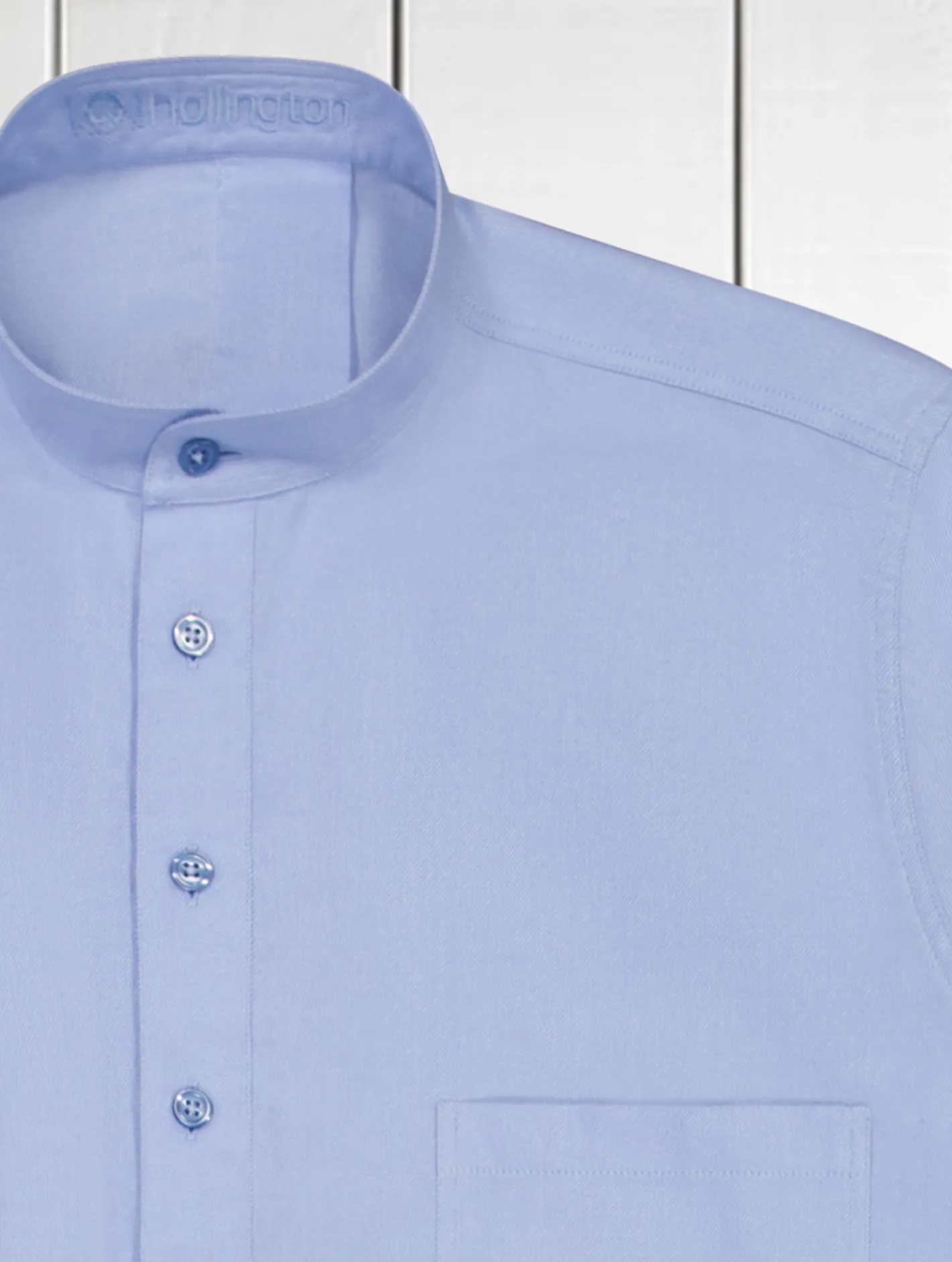 chemise_col_mao_en_coton_bross_bleu_ciel_2.webp hollington Chemises*chemise col mao en coton brossé bleu ciel