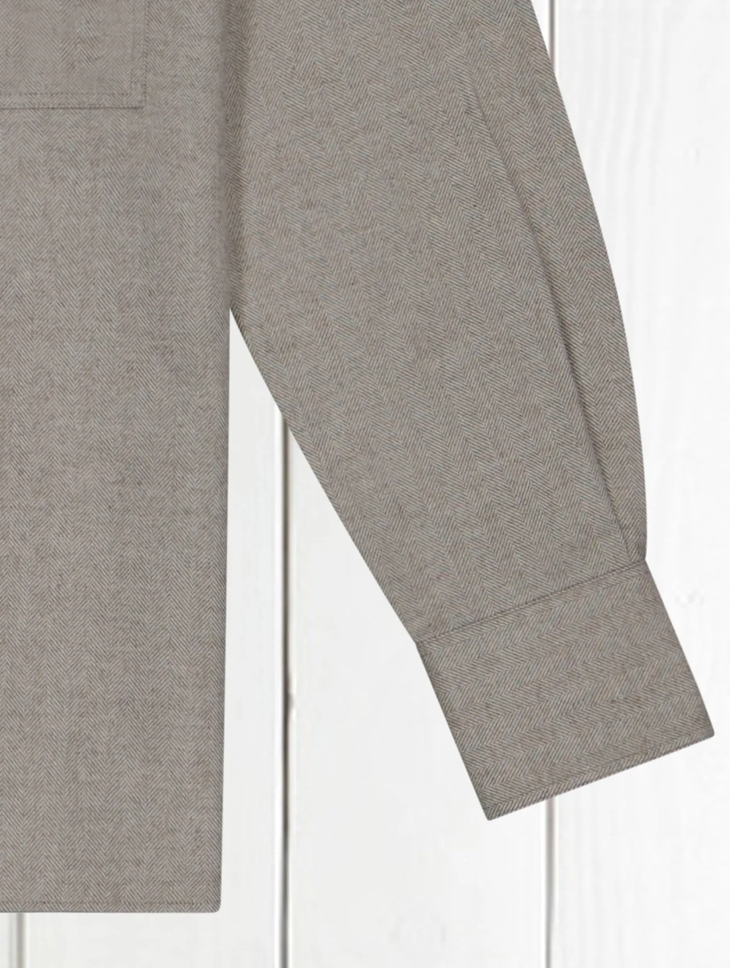 chemise_col_mao_en_coton_et_laine__chevrons_crus_4.webp hollington Chemises*chemise col mao en coton et laine à chevrons écrus