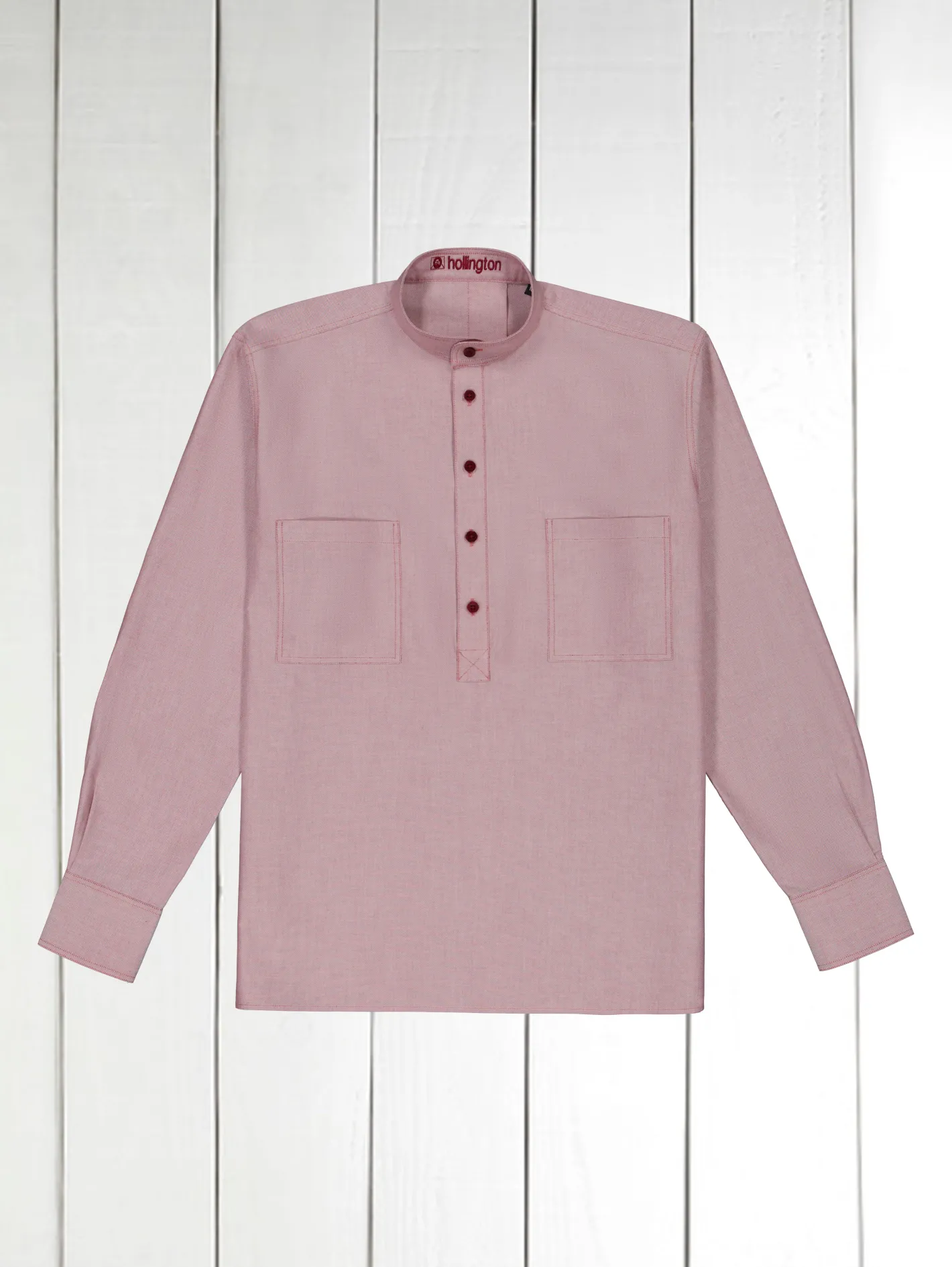 hollington Chemises*chemise col mao en coton oxford carmin