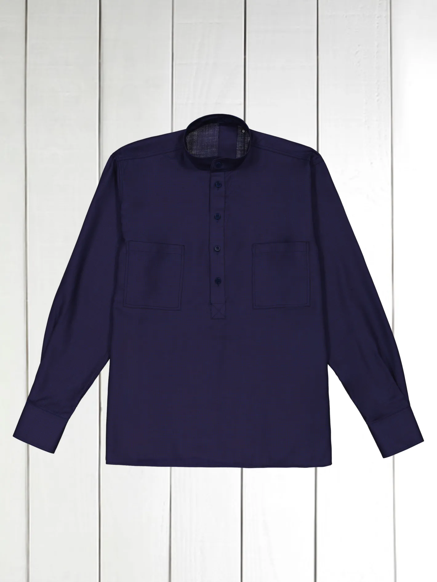 hollington Chemises*chemise col mao en laine violine marine prince de galles