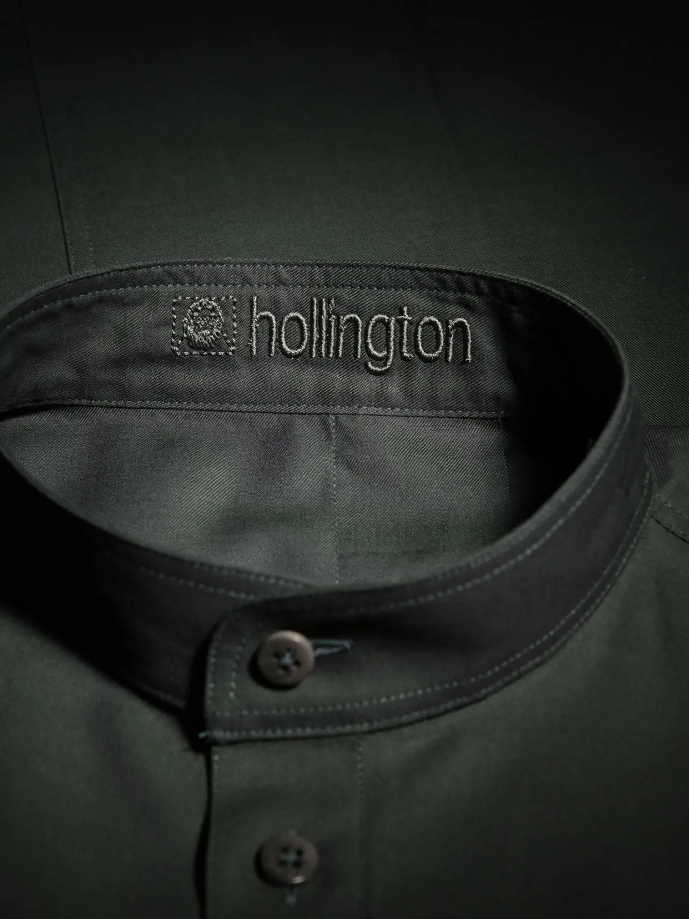 chemise_col_mao_en_popeline_british_racing_green_4.webp hollington Chemises*chemise col mao en popeline british racing green