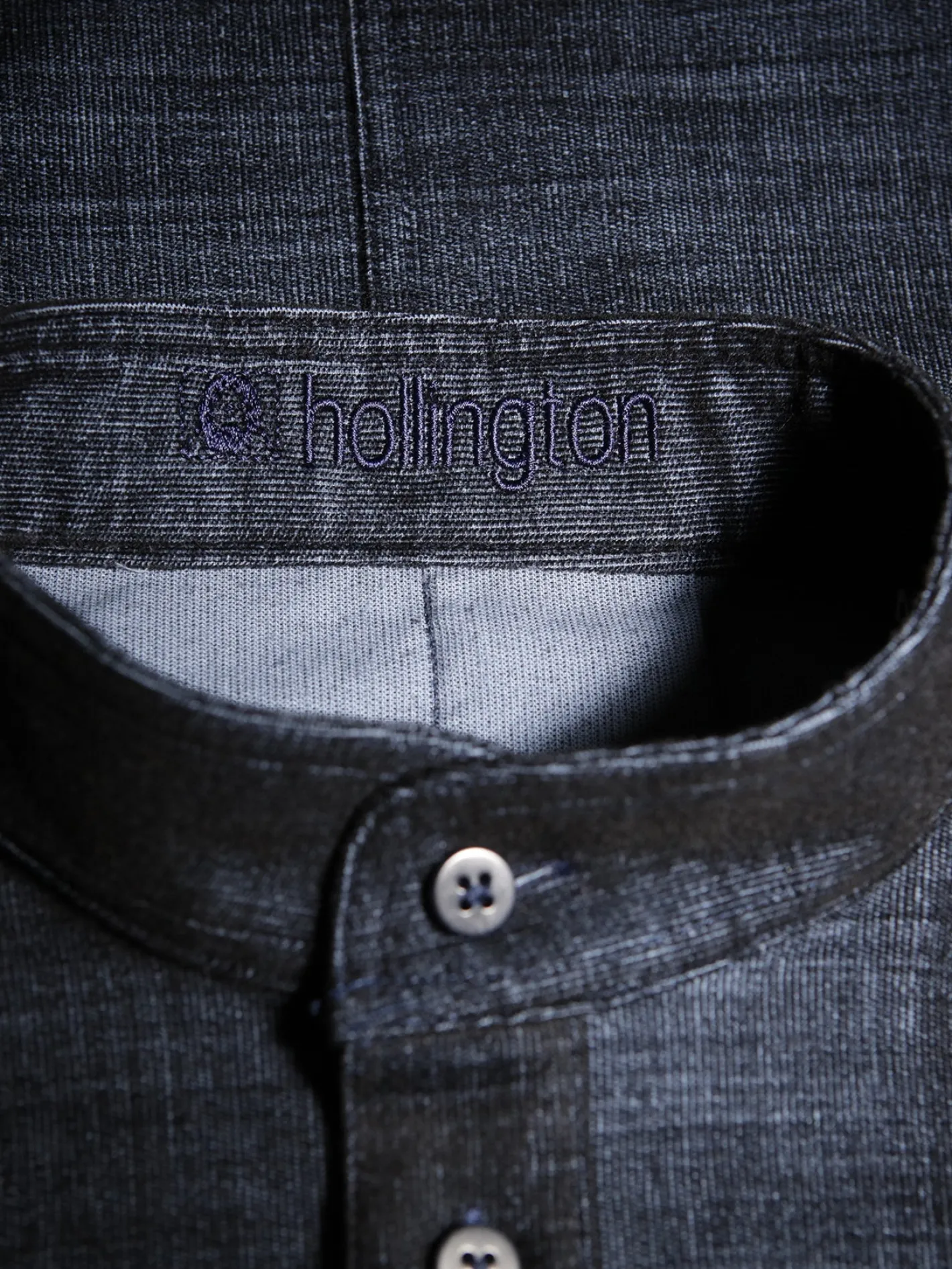 chemise_col_mao_en_velours_extensible_bluemarl_3.webp hollington Chemises*chemise col mao en velours extensible blue-marl