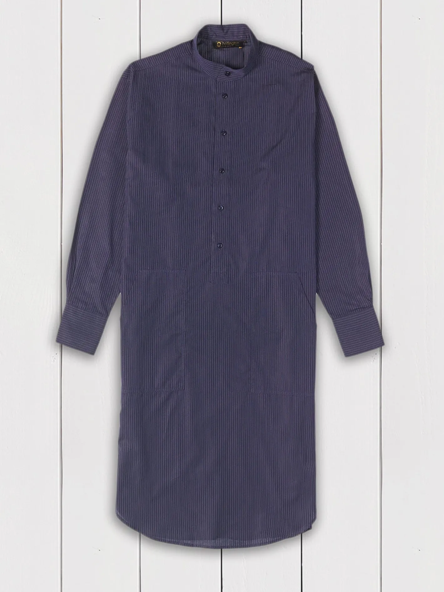 hollington Chemises*chemise de nuit kamiz en toile de coton bleu nuit à rayures ciel