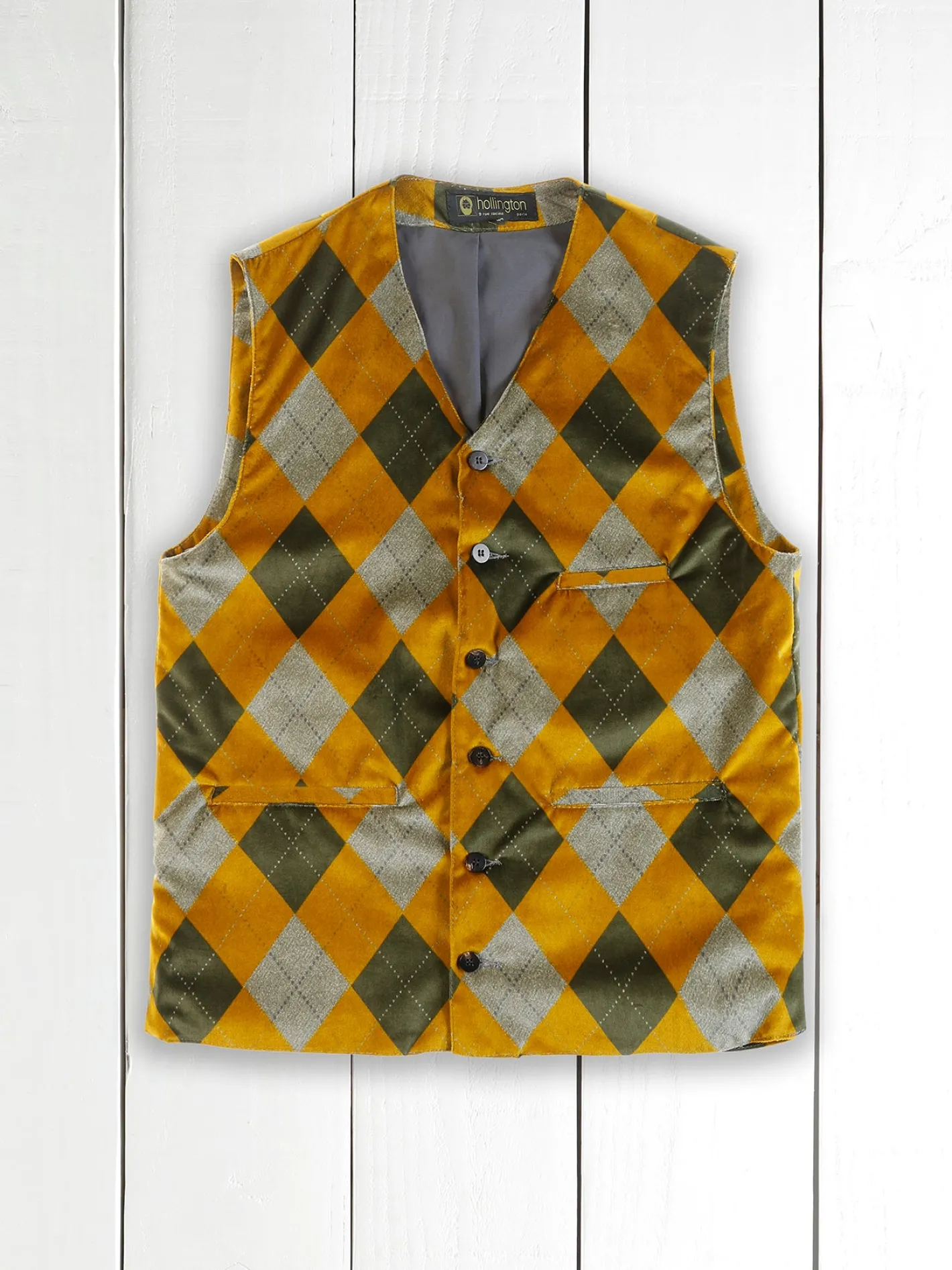 hollington Gilets*gilet à poches passepoilées en velours argyle