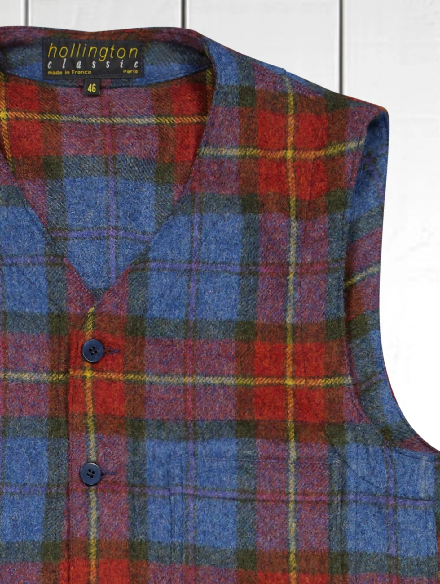 gilet_poches_plaques_en_tweed__carreaux_rouges_2.webp hollington Gilets*gilet poches plaquées en tweed à carreaux rouges