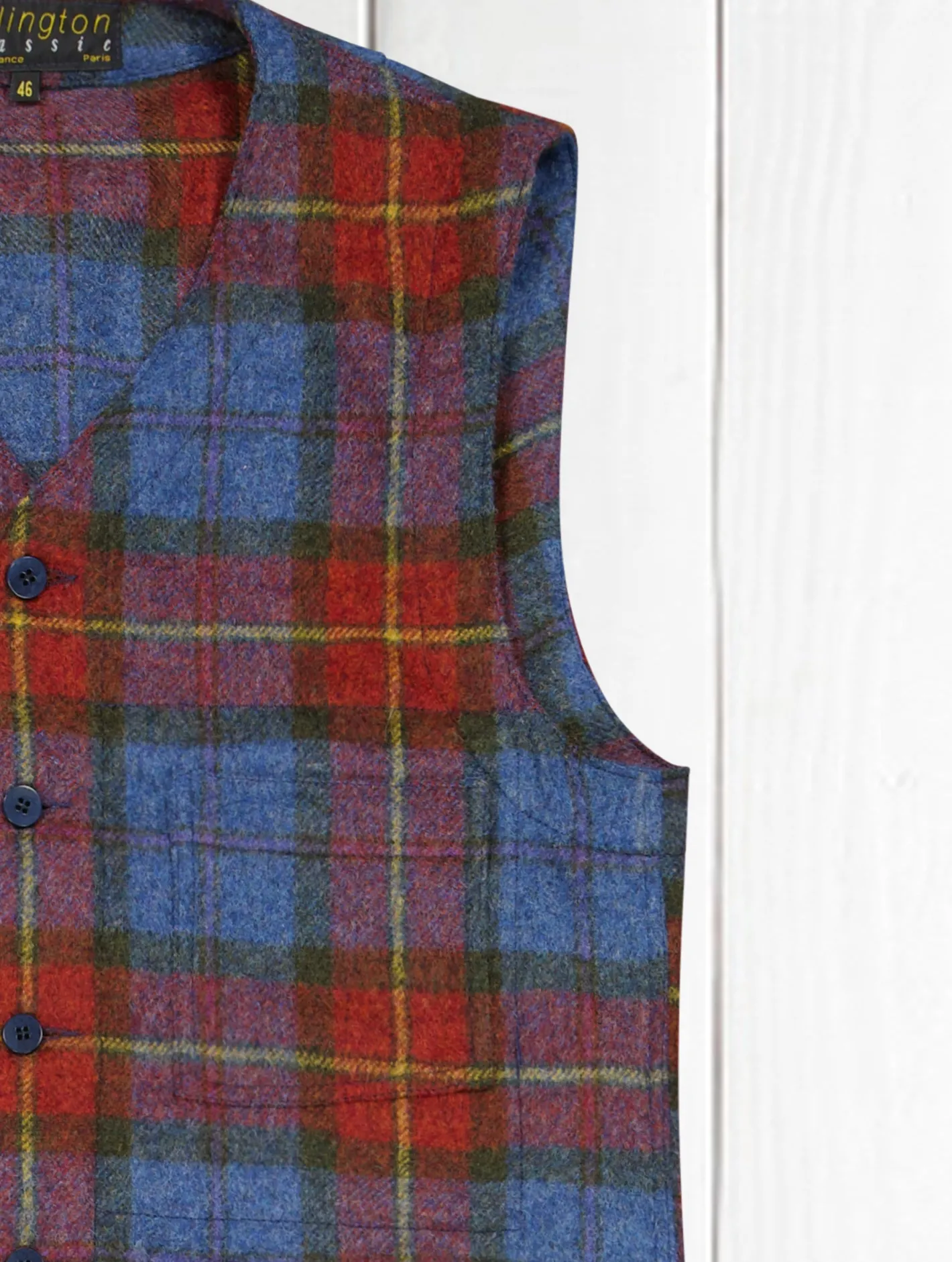 gilet_poches_plaques_en_tweed__carreaux_rouges_4.webp hollington Gilets*gilet poches plaquées en tweed à carreaux rouges