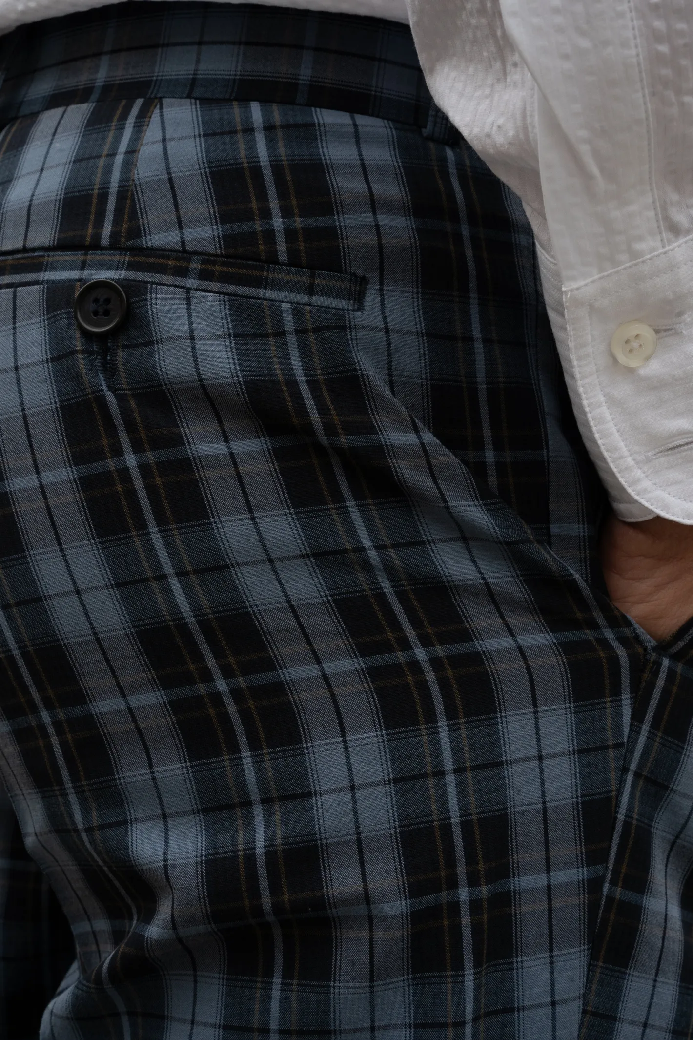 pantalon_italien_siza_en_toile_extensible__carreaux_navy_12.webp hollington Pantalons*pantalon italien siza en toile extensible à carreaux navy