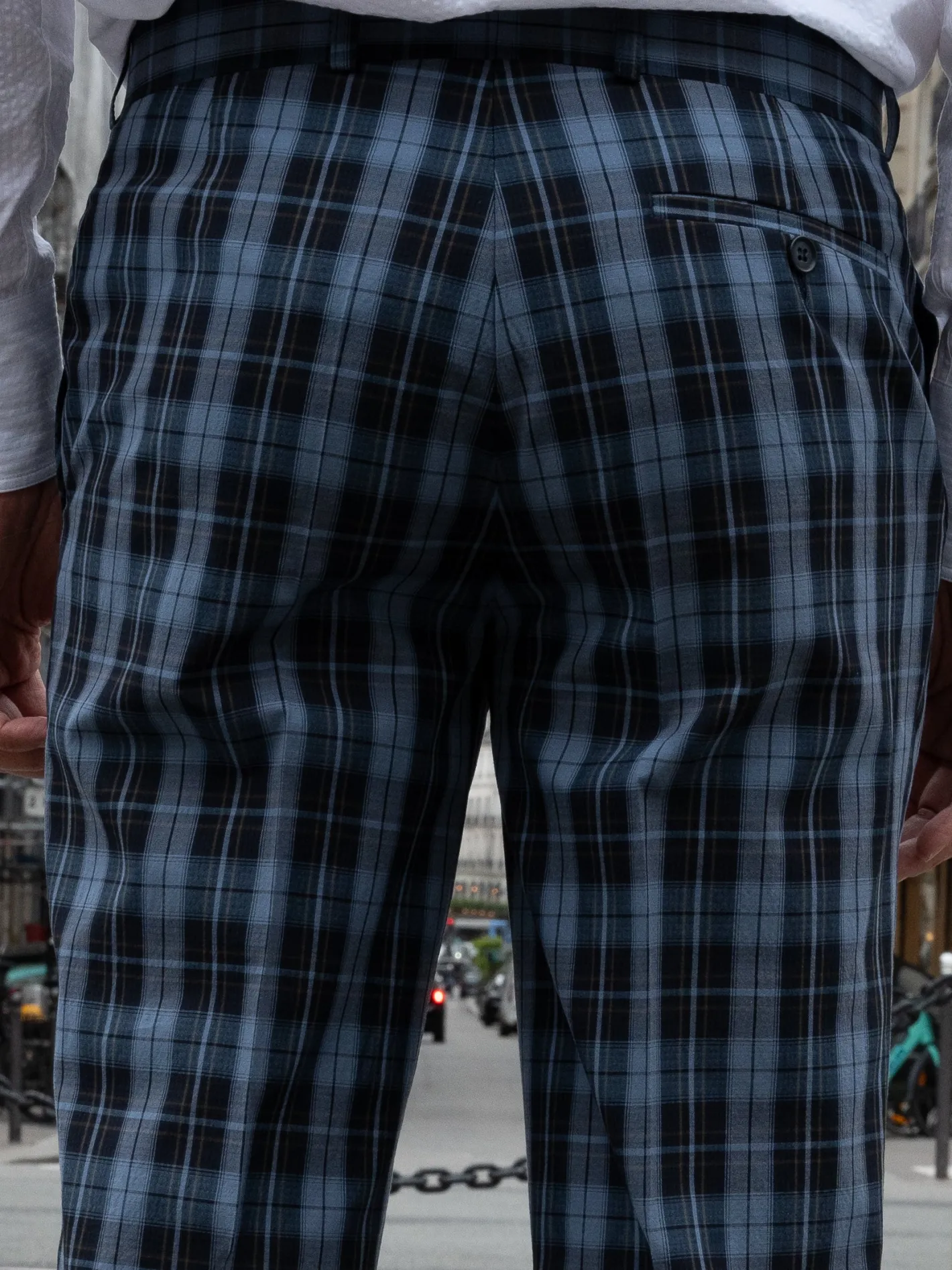 pantalon_italien_siza_en_toile_extensible__carreaux_navy_3.webp hollington Pantalons*pantalon italien siza en toile extensible à carreaux navy