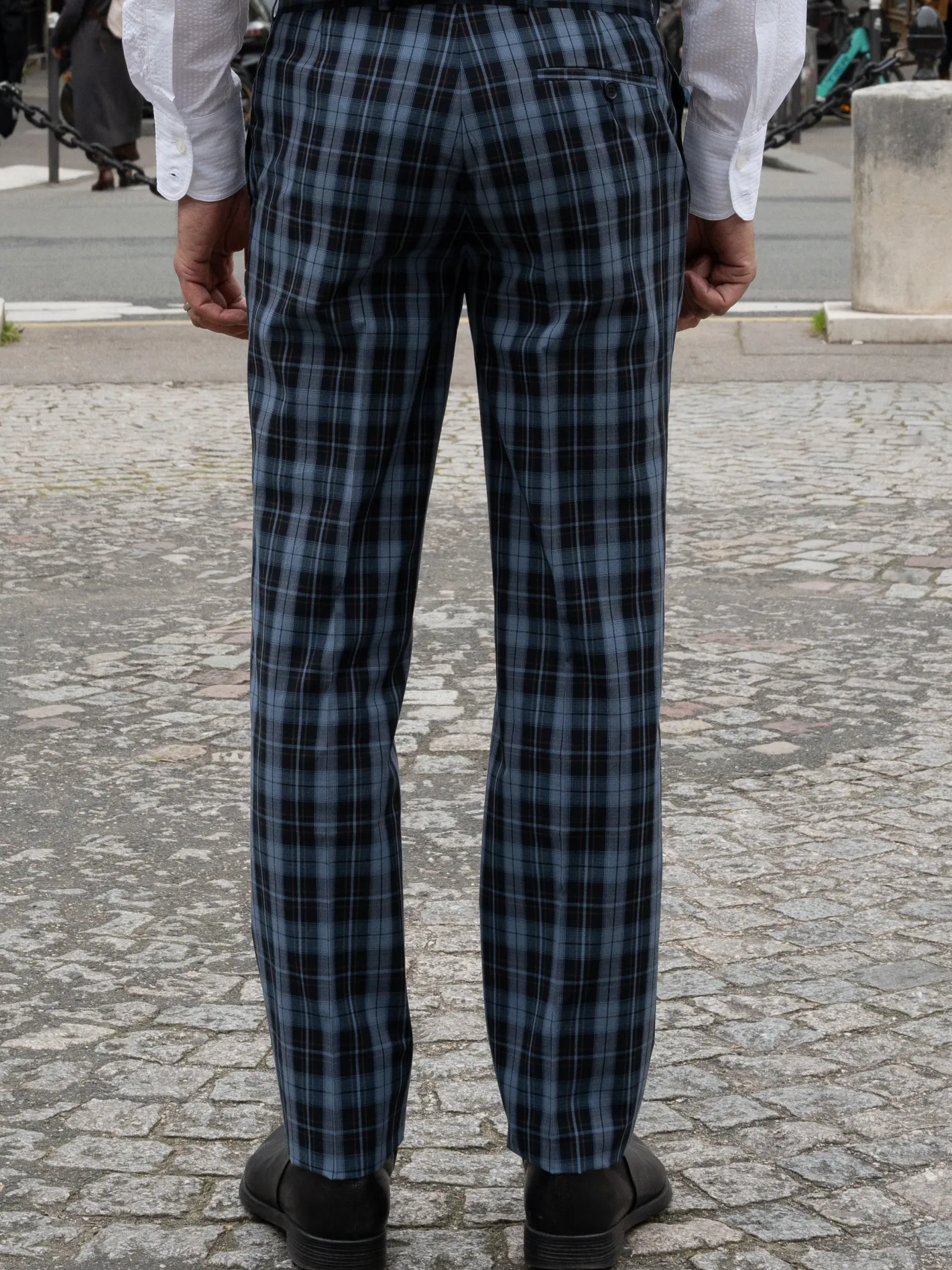 pantalon_italien_siza_en_toile_extensible__carreaux_navy_7.webp hollington Pantalons*pantalon italien siza en toile extensible à carreaux navy