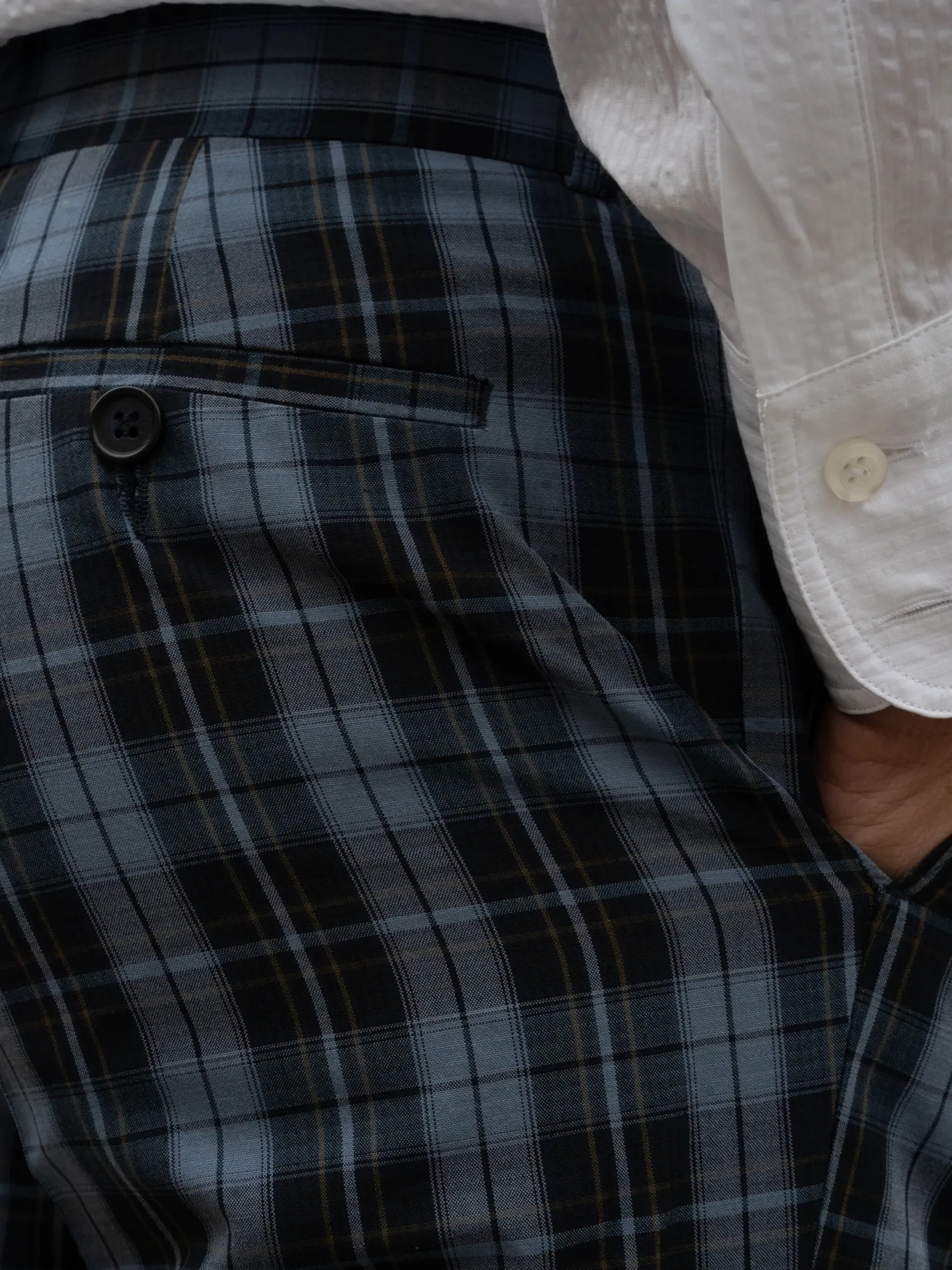 pantalon_italien_siza_en_toile_extensible__carreaux_navy_8.webp hollington Pantalons*pantalon italien siza en toile extensible à carreaux navy