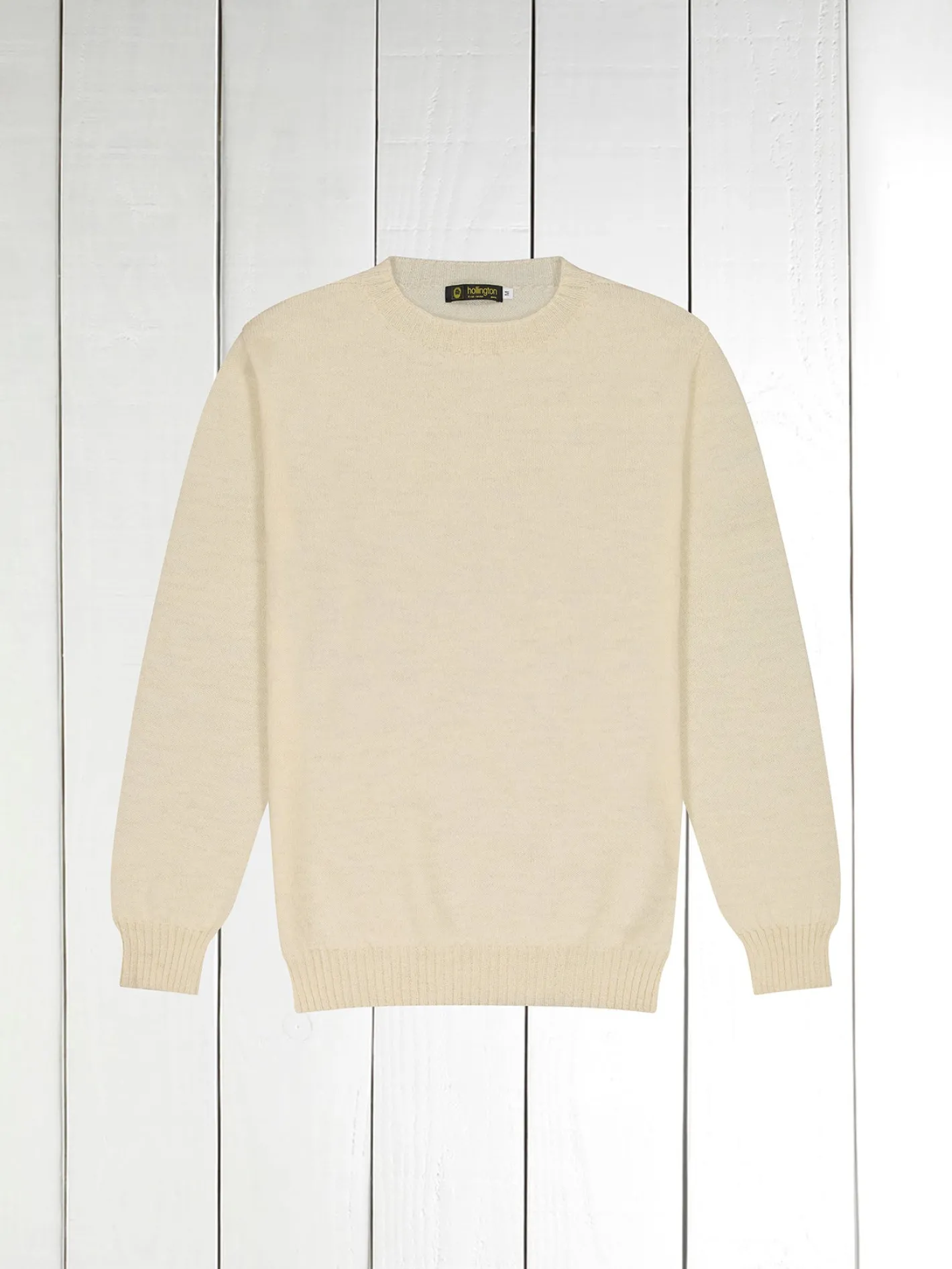 hollington Maille*pull à col rond en shetland naturel blanc