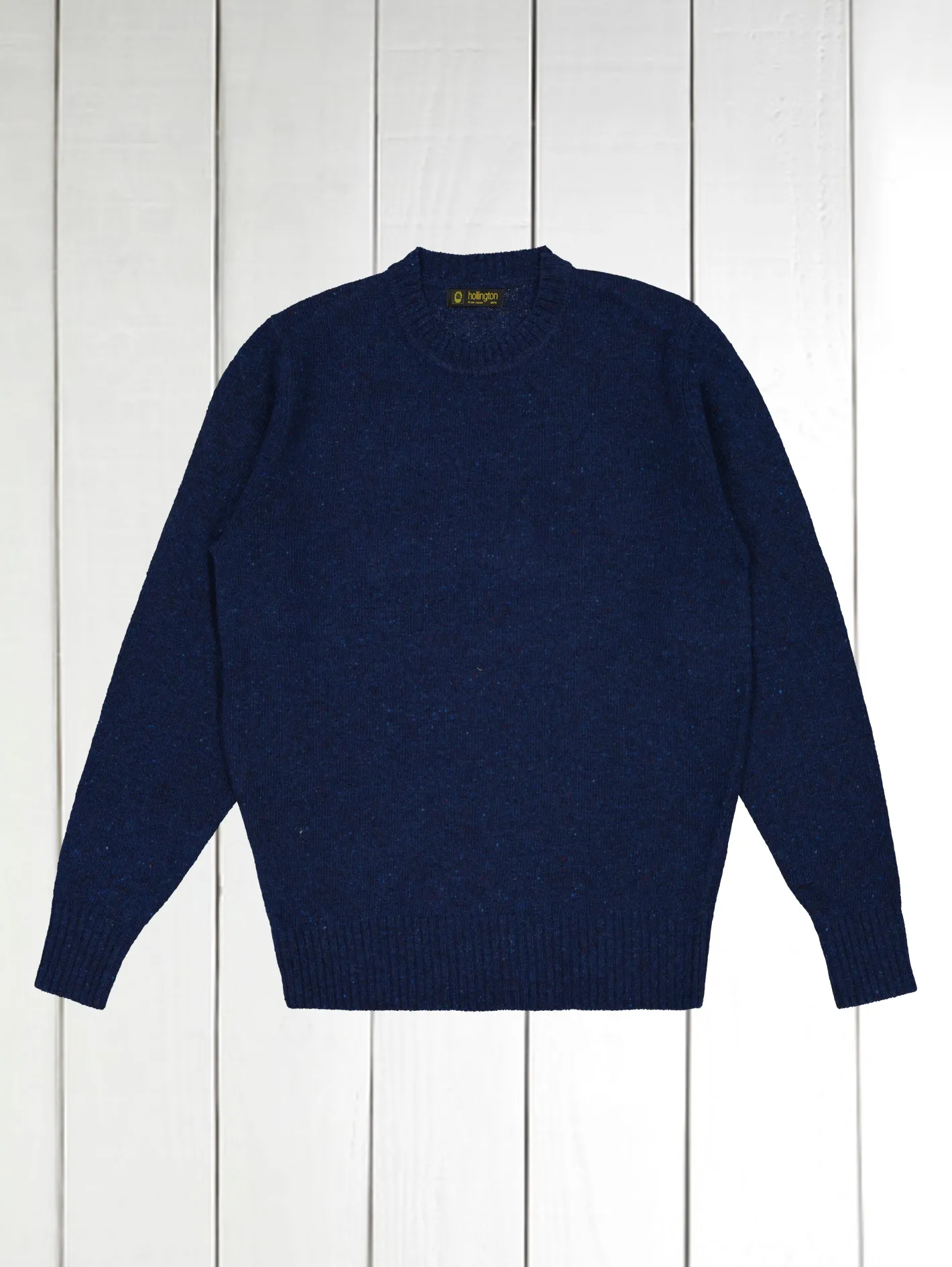hollington Maille*pull-over à col rond en donegal de laine soie et cachemire indigo