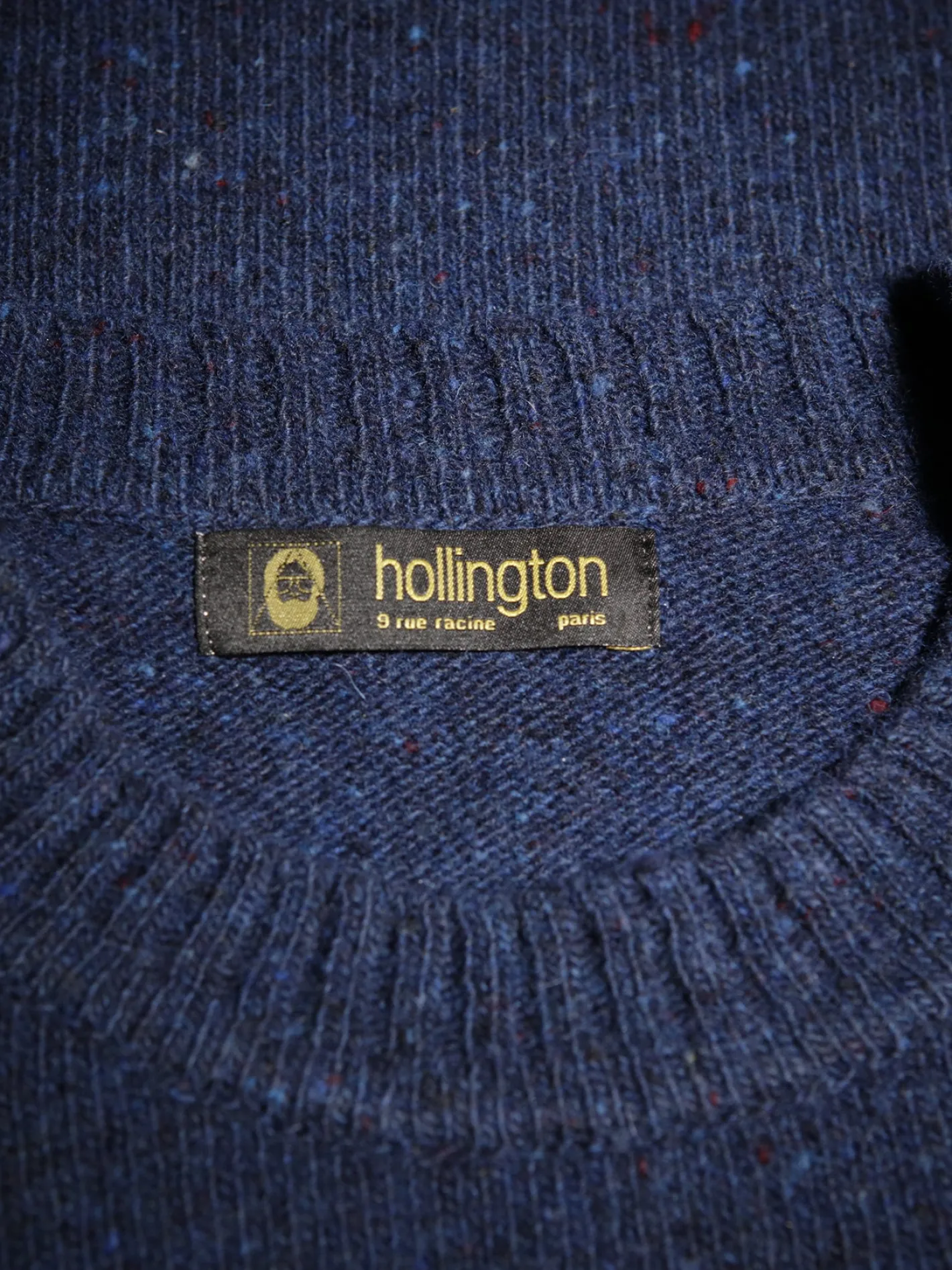 hollington Maille*pull-over à col rond en donegal de laine soie et cachemire indigo