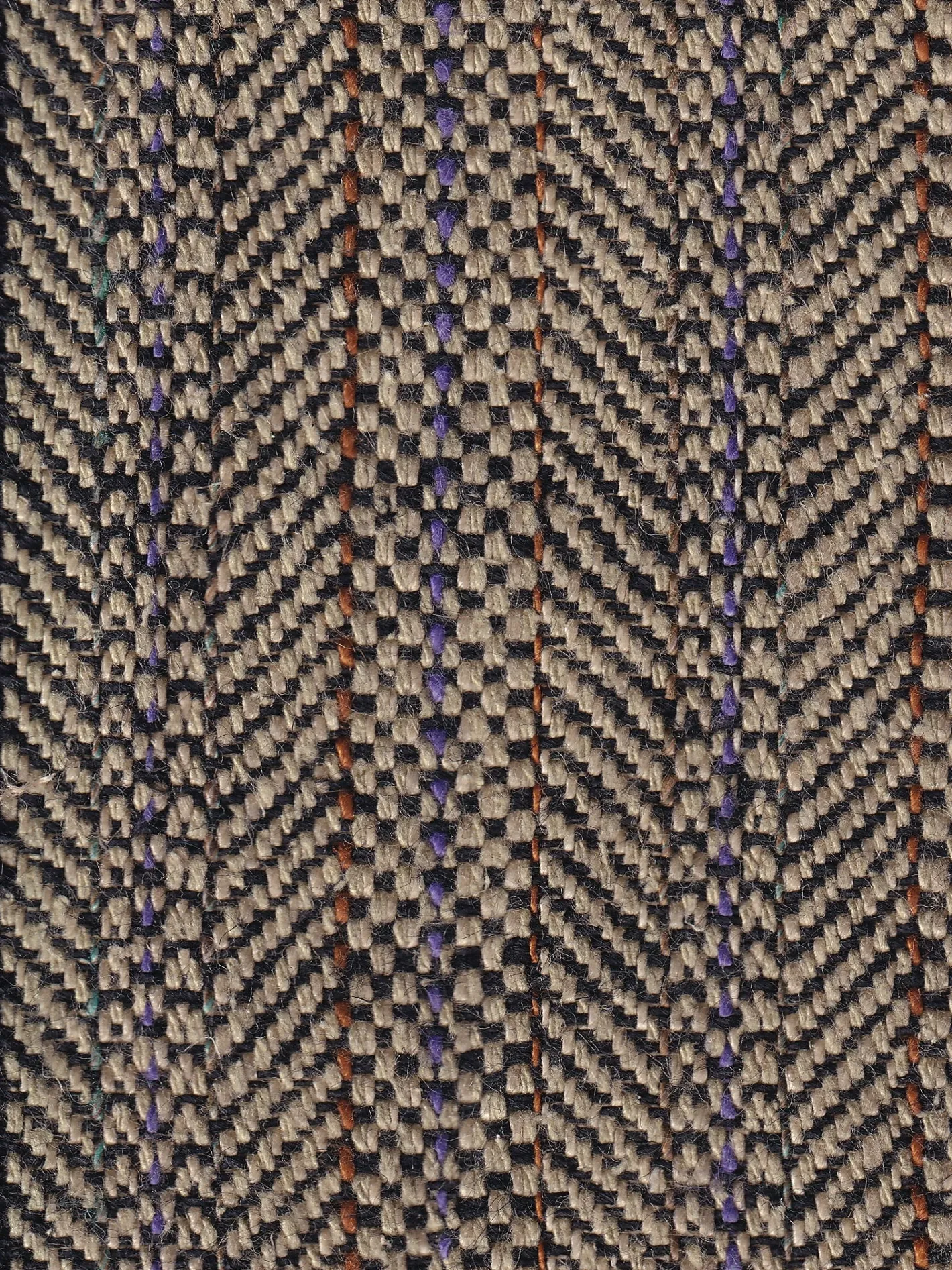 hollington Tissus Au Mètre*tissu toile de lin et soie camel à chevrons violets et or