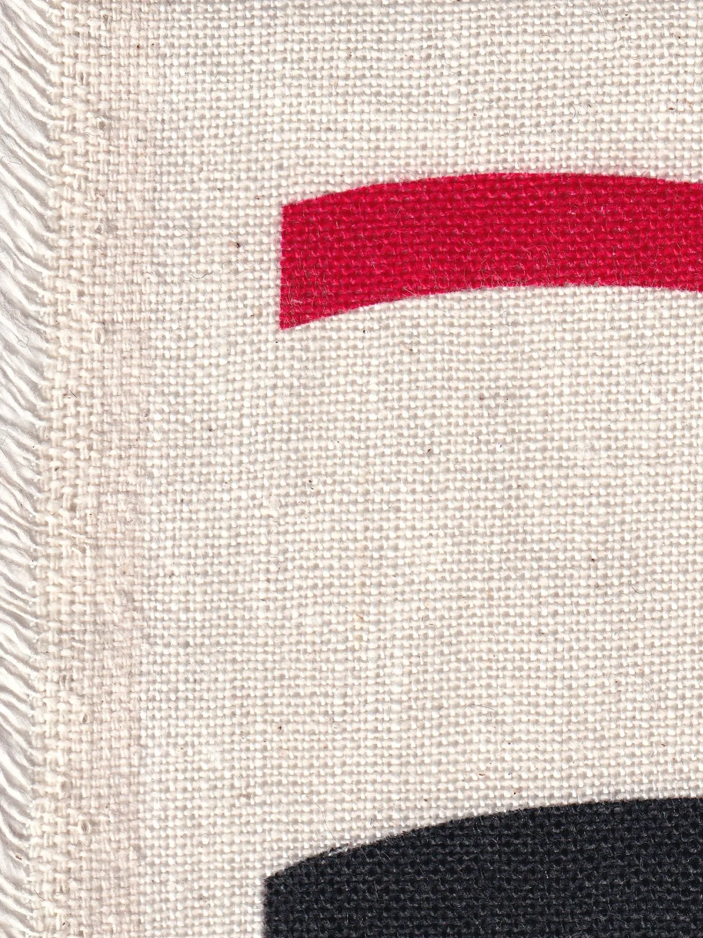 hollington Tissus Au Mètre*tissu toile pur lin écru imprimée à motifs imprimés Sonia Delaunay noirs et rouges