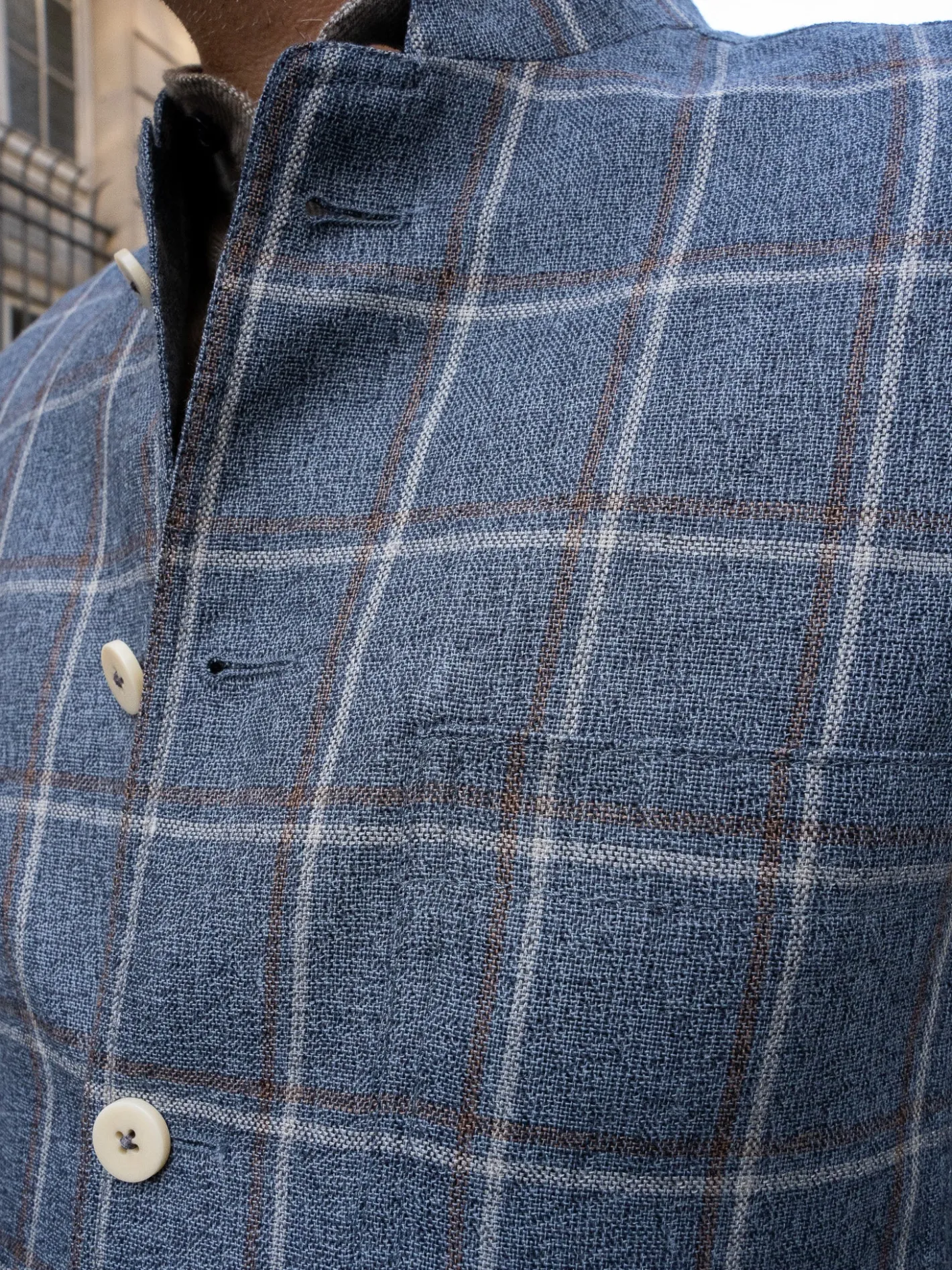 veste_savoie_ajuste__col_nehru_en_toile_de_laine_et_lin_preppy_check_2.webp hollington Vestes & Manteaux*veste savoie ajustée à col nehru en toile de laine et lin preppy check