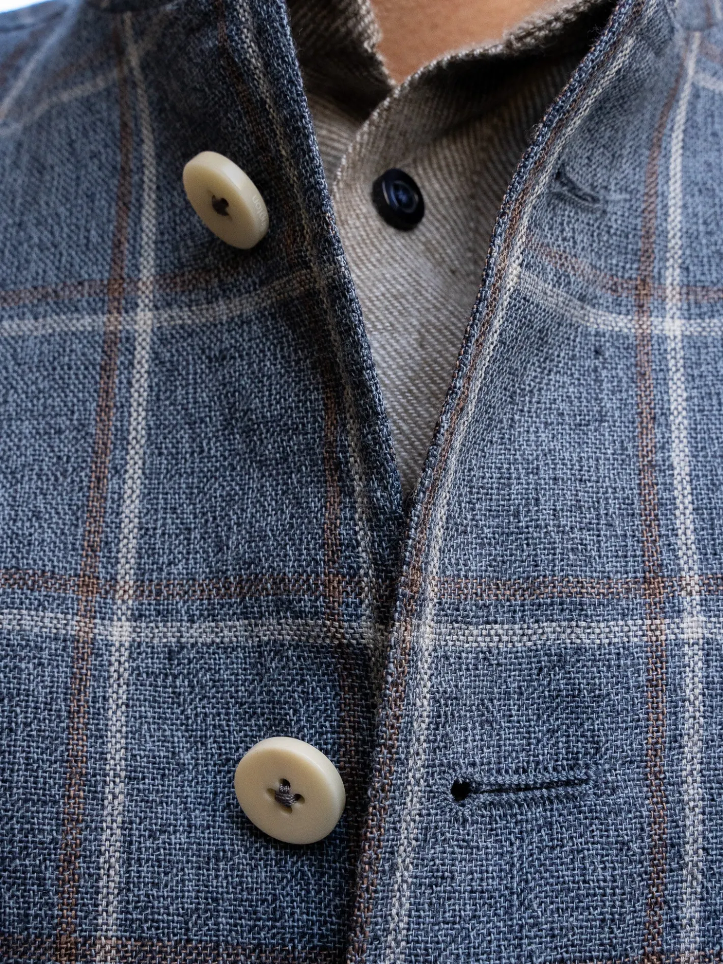 veste_savoie_ajuste__col_nehru_en_toile_de_laine_et_lin_preppy_check_4.webp hollington Vestes & Manteaux*veste savoie ajustée à col nehru en toile de laine et lin preppy check