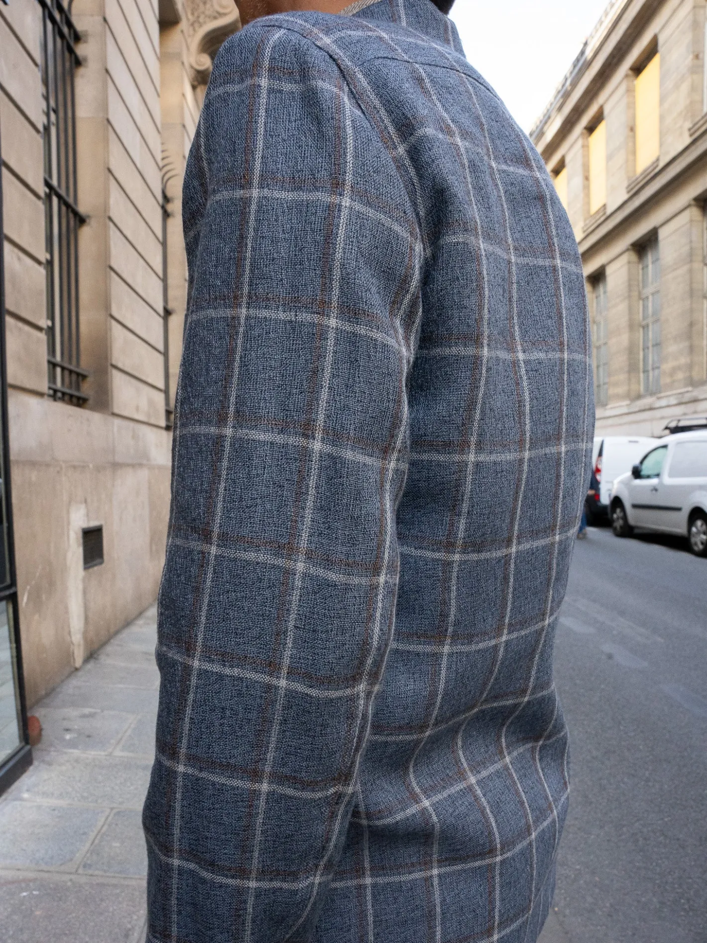 veste_savoie_ajuste__col_nehru_en_toile_de_laine_et_lin_preppy_check_6.webp hollington Vestes & Manteaux*veste savoie ajustée à col nehru en toile de laine et lin preppy check