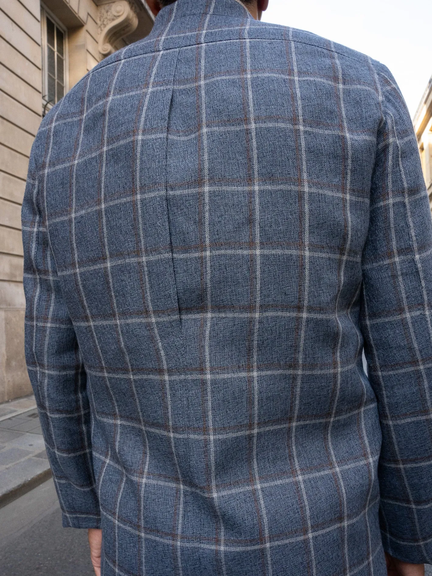 veste_savoie_ajuste__col_nehru_en_toile_de_laine_et_lin_preppy_check_8.webp hollington Vestes & Manteaux*veste savoie ajustée à col nehru en toile de laine et lin preppy check