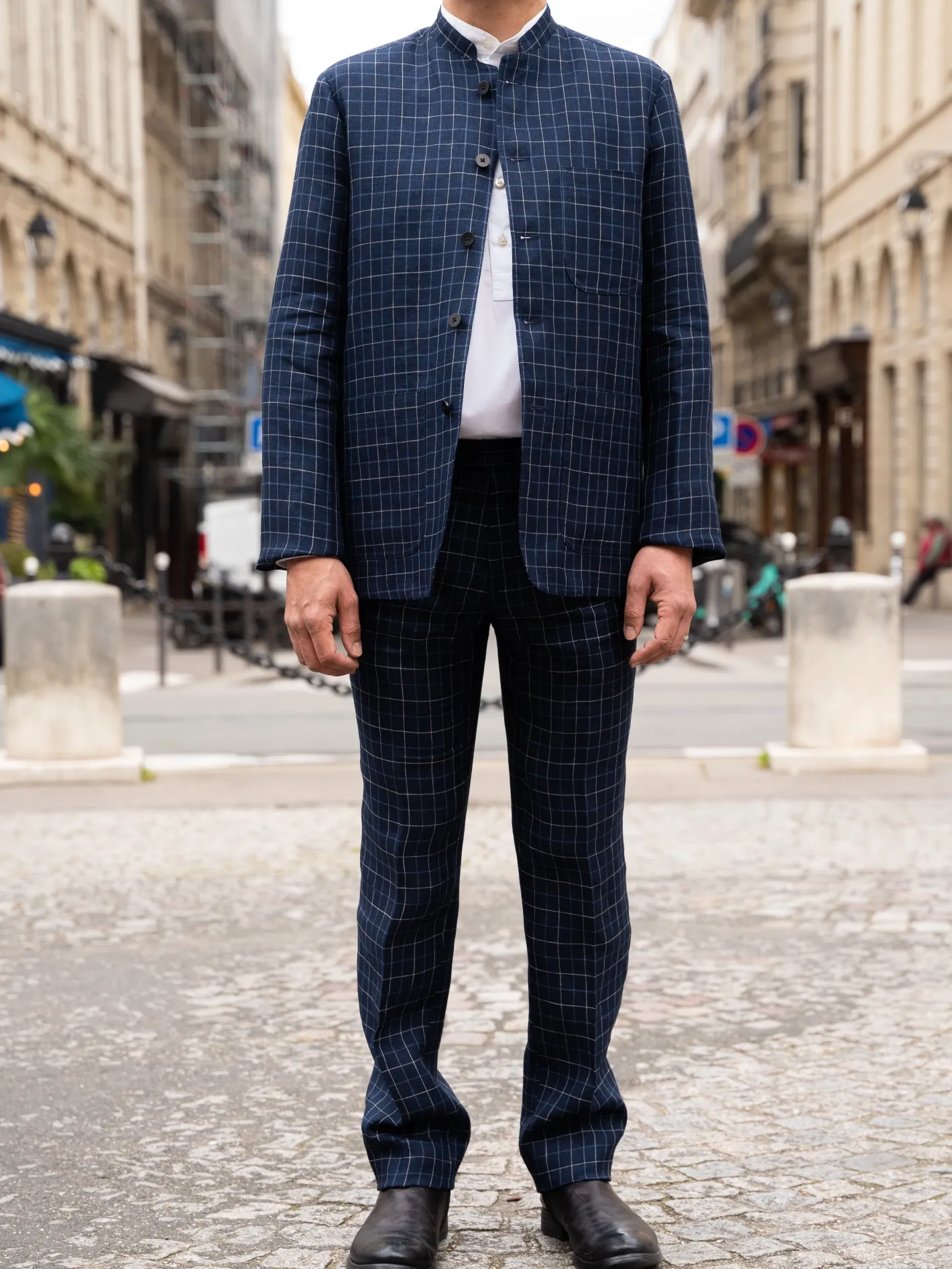 veste_tyrol_ajuste_en_toile_de_lin_et_laine__carreaux_british_blue_and_chalk_5.webp hollington Vestes & Manteaux*veste tyrol ajustée en toile de lin et laine à carreaux British blue and chalk