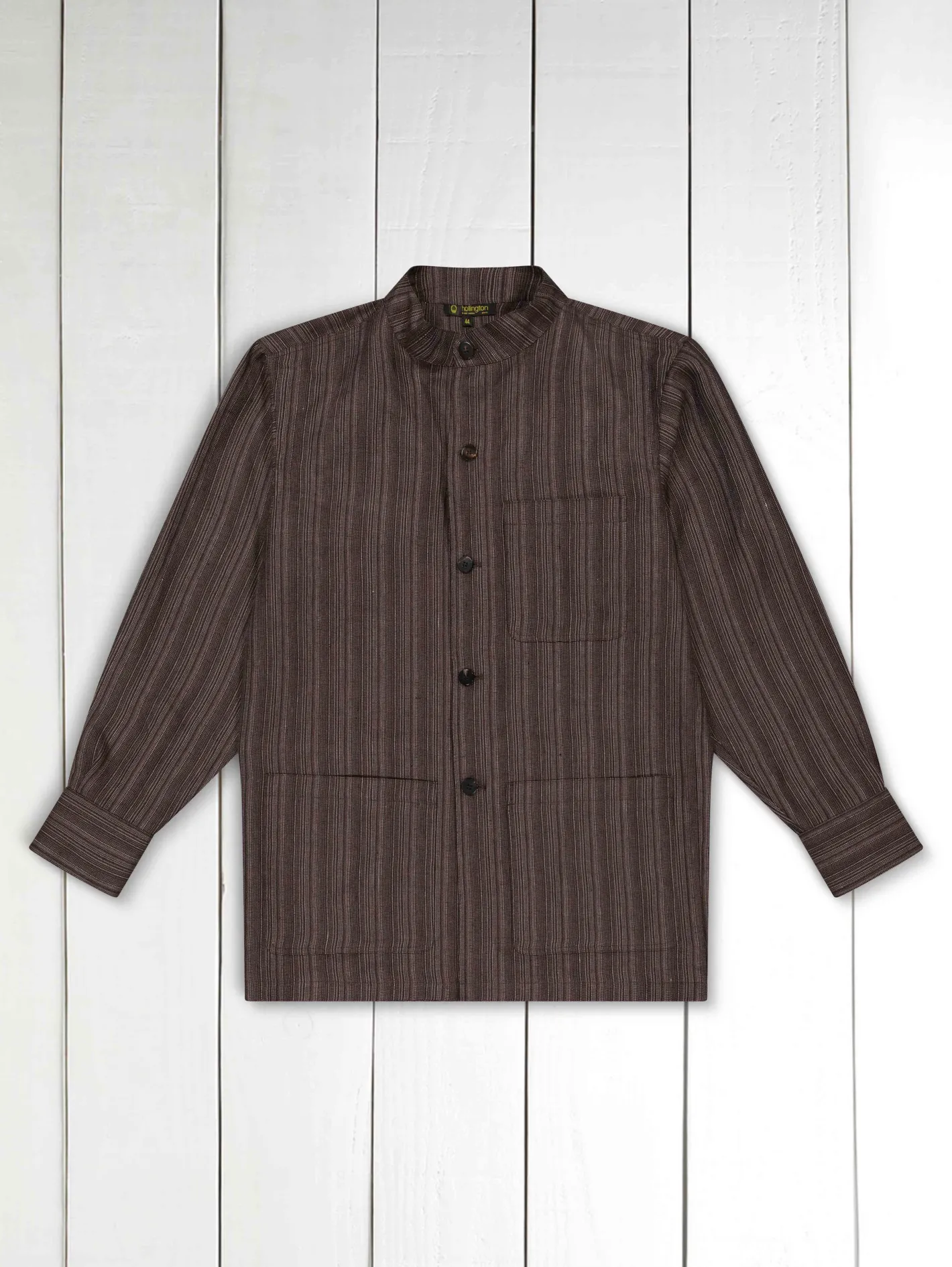 hollington Vestes & Manteaux*veste-chemise col mao en serge de lin écorse